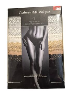 Catherine Malandrino Lace-Trim French Cut Panty Set — White, Cream, Tan, Black